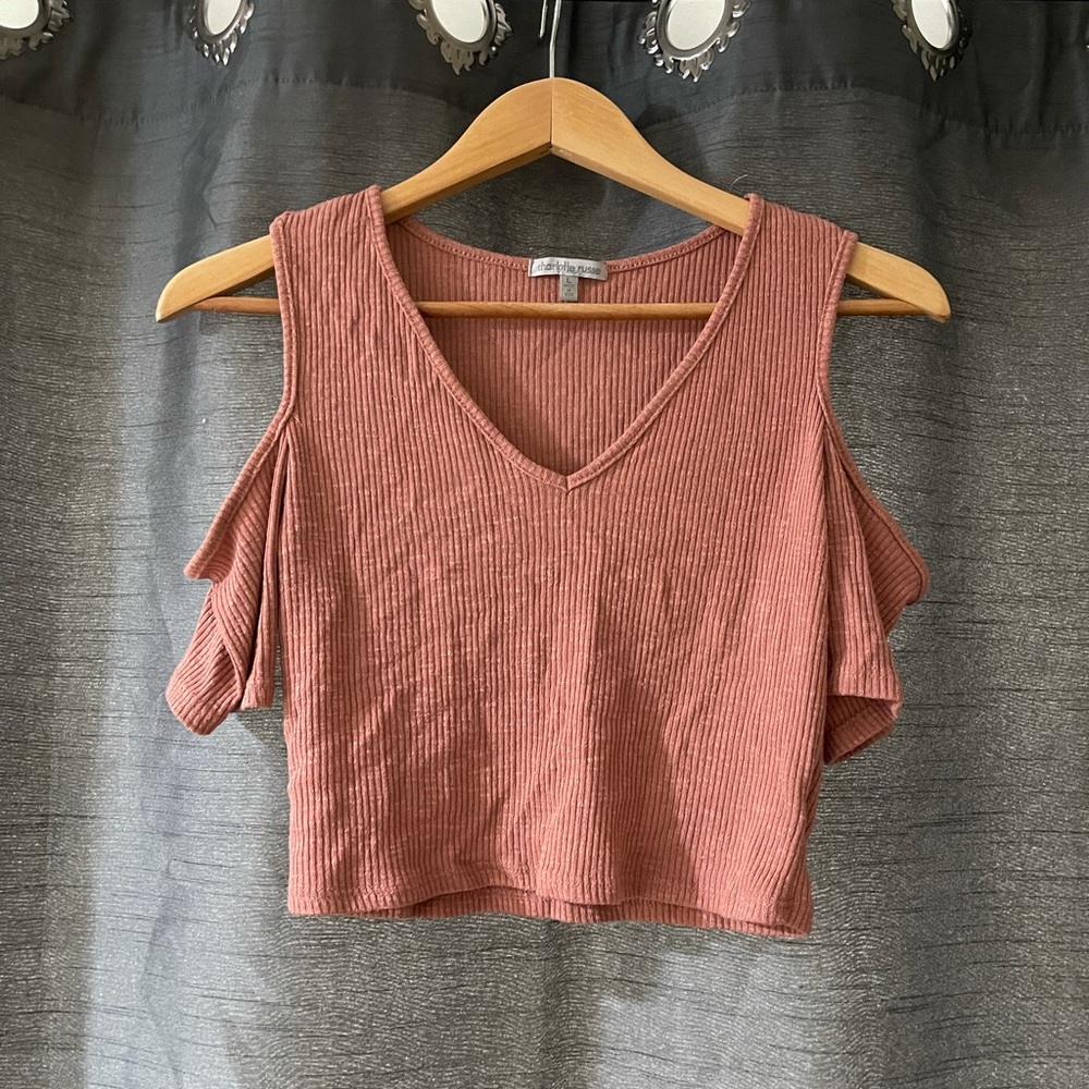 Open shoulder crop top